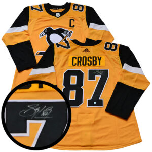 Crosby Signed Penguins Yellow Third Jersey