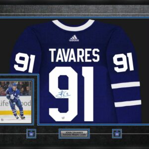Tavares Signed Framed Adidas Pro Jersey with action photo