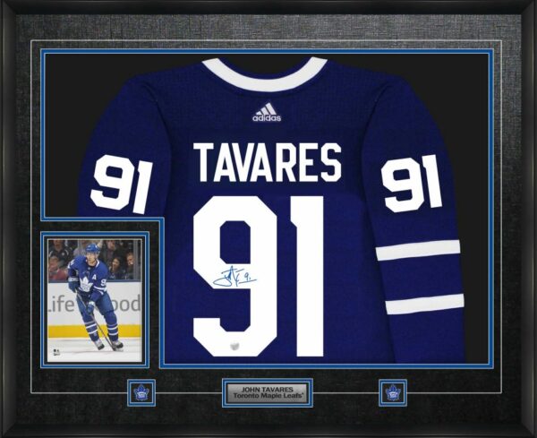 Tavares Signed Framed Adidas Pro Jersey with action photo